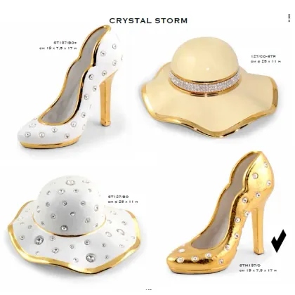 Zdjęcie Elitarny figurka - złoty, porcelanowy pantofelek z kryształkami - Bruno Costenaro