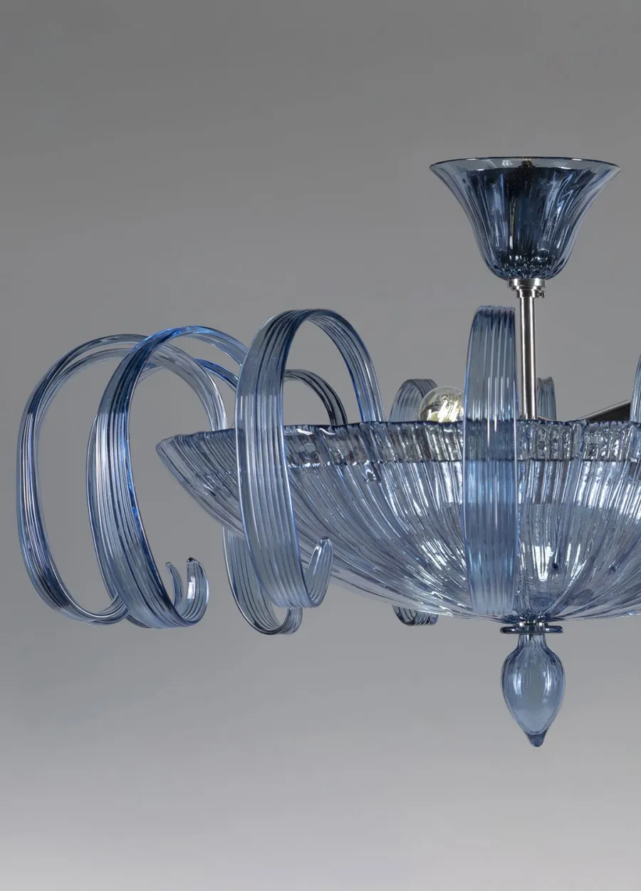 obrazek 2 Elegancka lampa sufitowa na 2 żarówki w kolorze niebieskim szkło Murano