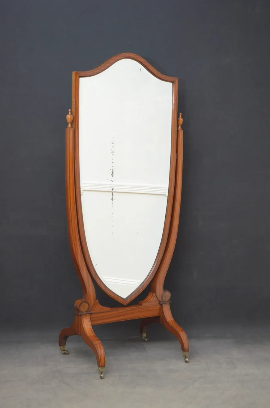 obrazek 1 Eleganckie edwardiańskie satynowe drewno - inkrustowane, tarczowe lusterko