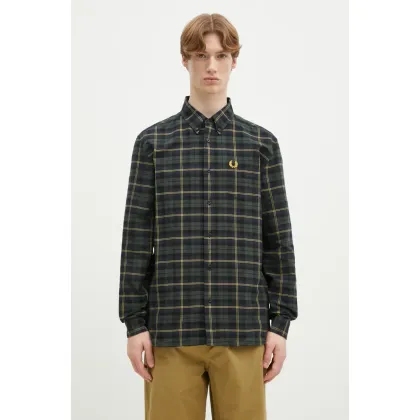 Zdjęcie Fred Perry koszula bawełniana męska kolor granatowy regular z kołnierzykiem button-down M9621.608