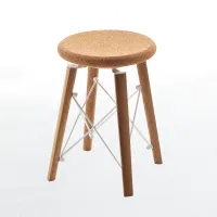 Picture JackJr stool made of oak wood, steel and cork 45 cm - Colico