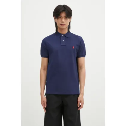 Zdjęcie Polo Ralph Lauren polo bawełniane kolor granatowy gładki