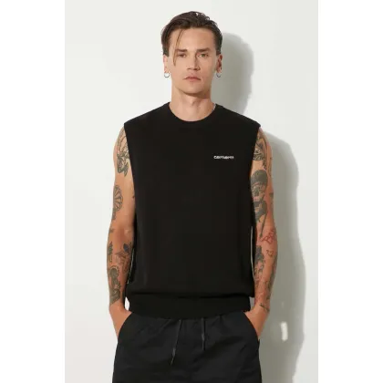 Zdjęcie Carhartt WIP kamizelka bawełniana Script Vest Sweater kolor czarny lekki I033696.0D2XX