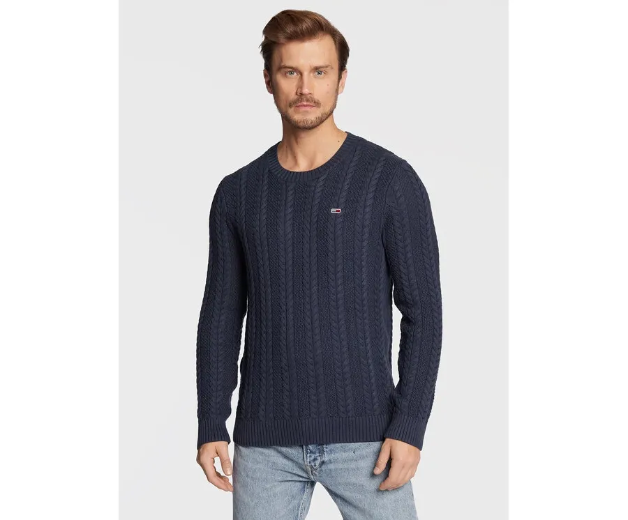 obrazek 1 Tommy Jeans Sweter Cable DM0DM15059 Granatowy Regular Fit