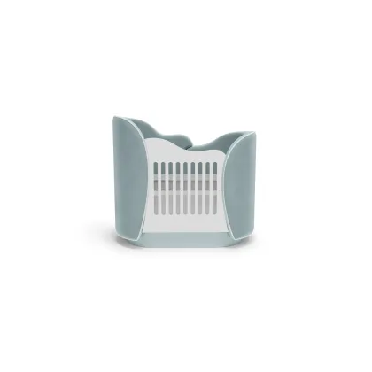 Zdjęcie Niebieskie łóżeczko dziecięce z aksamitu