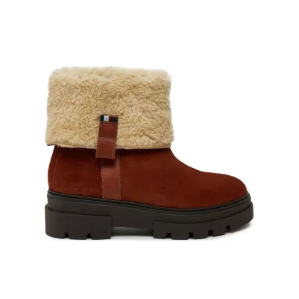 Zdjęcie Tommy Hilfiger Botki Faux Fur Suede Roll-Down Boot FW0FW08158 Brązowy