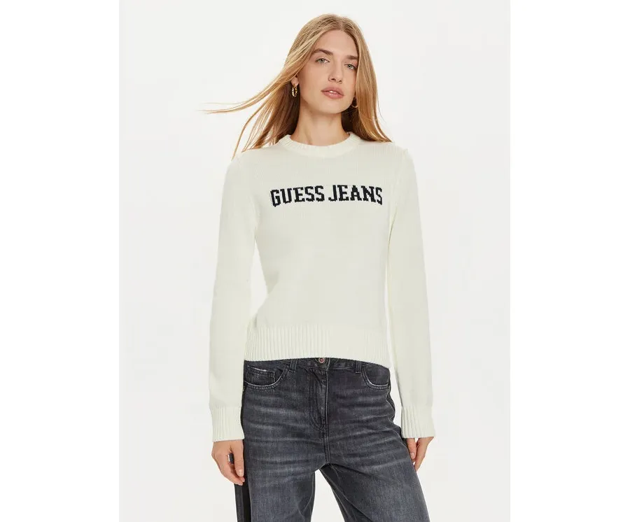 obrazek 1 Guess Jeans Sweter W4BR10 Z3HM1 Biały Regular Fit