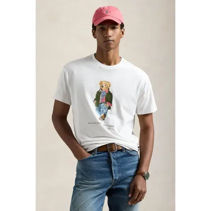 Zdjęcie Polo Ralph Lauren t-shirt bawełniany męski kolor biały z nadrukiem 710854497