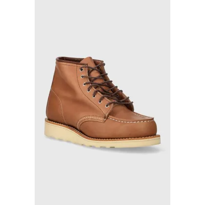 Zdjęcie Red Wing botki skórzane 6-Inch Moc Toe damskie kolor brązowy na płaskim obcasie 3426
