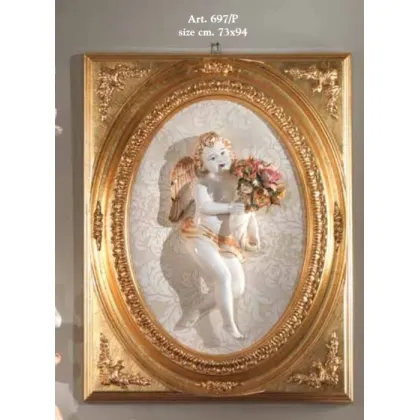 Zdjęcie Włoski ceramiczny obraz z aniołkiem - Ceramiche Sonda