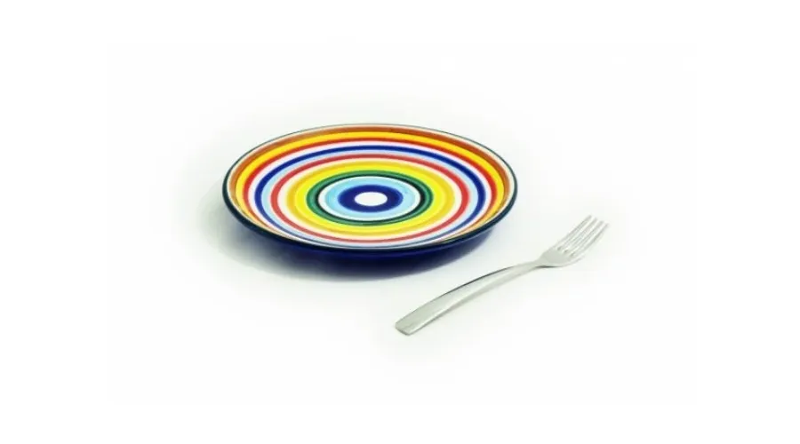 obrazek 2 Ceramiczny 24 centymetrowy talerz w kolorach tęczy - Le Ceramiche