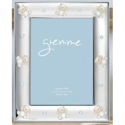 Picture Silver photo frame 13x18 cm decorated with pink teddy bears