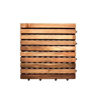 Picture Teak garden tiles with PVC backing system