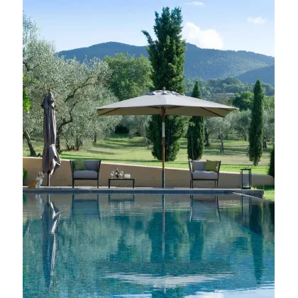Zdjęcie Okrągły parasol Lipari 400 cm w kolorze gołębim szarym do ogrodu