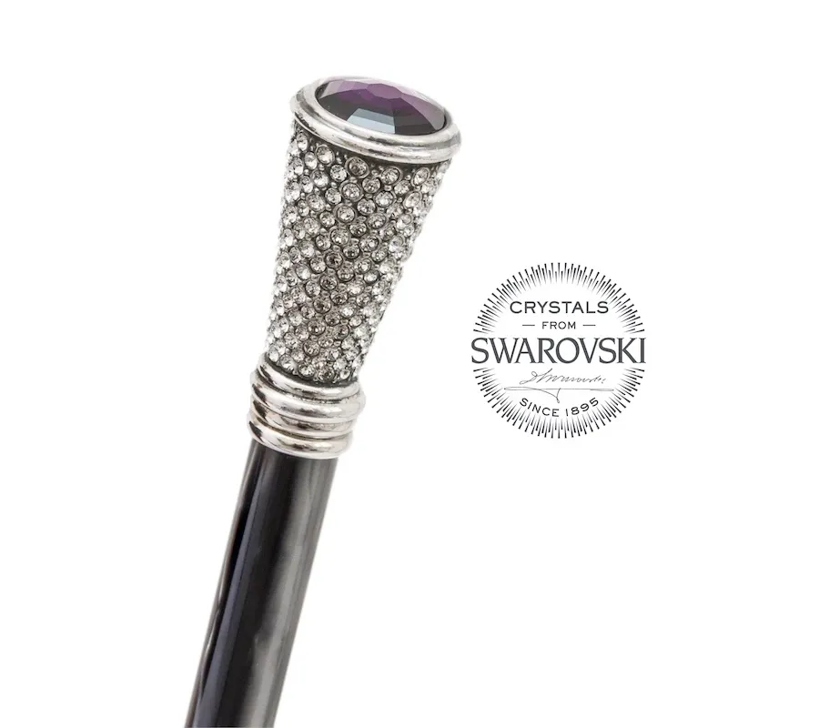 obrazek 5 Stylowa czarno-perłowa łyżka do butów z rączką zdobioną kryształkami Swarovskiego - Pasotti