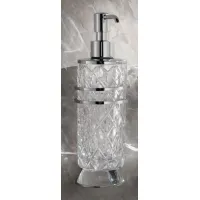 Zdjęcie Włoski naścienny dozownik na mydło z ręcznie szlifowanego kryształu z wzorem w romby do łazienki - Il Paralume Marina