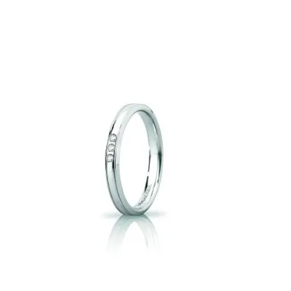 Zdjęcie Wyjątkowa obrączka z białego złota z 3 brylantami 0,03 ct. 3mm szerokości