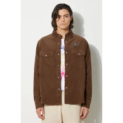 Zdjęcie ICECREAM koszula sztruksowa Needle Cord Shirt kolor brązowy regular IC24221
