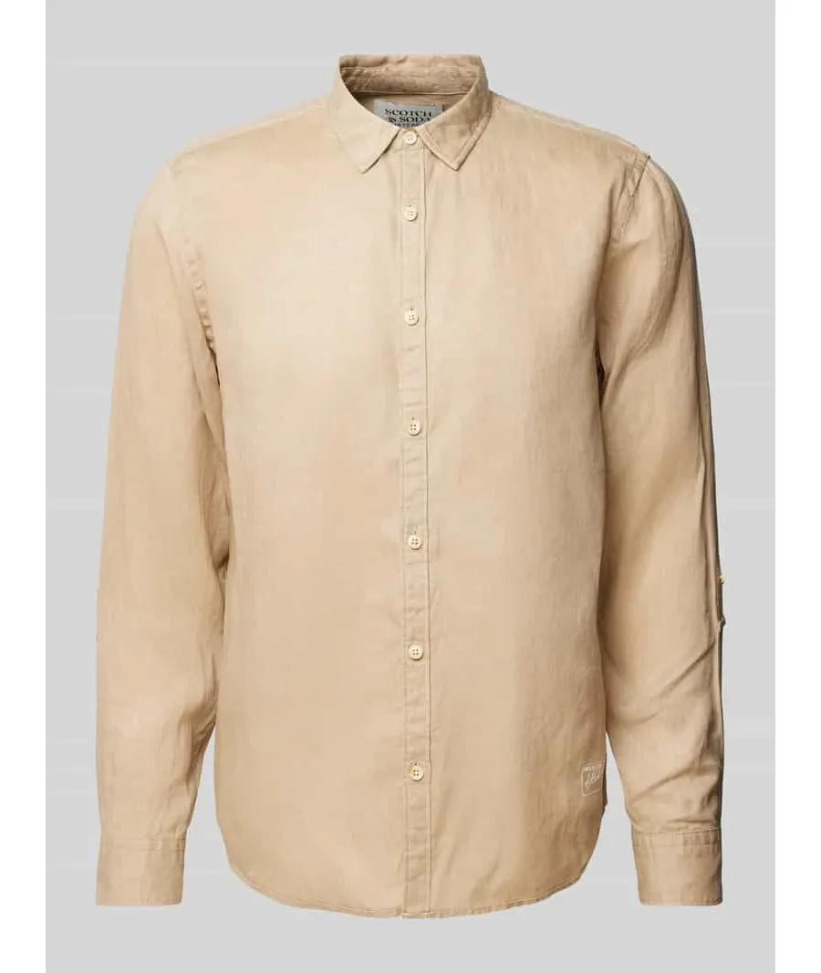 obrazek 1 Koszula lniana o kroju regular fit z wyhaftowanym logo