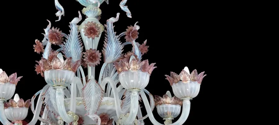 obrazek 3 Elegancki klasyczny żyrandol ze szkła Murano z Włoch - Vetreria Artistica Rosa