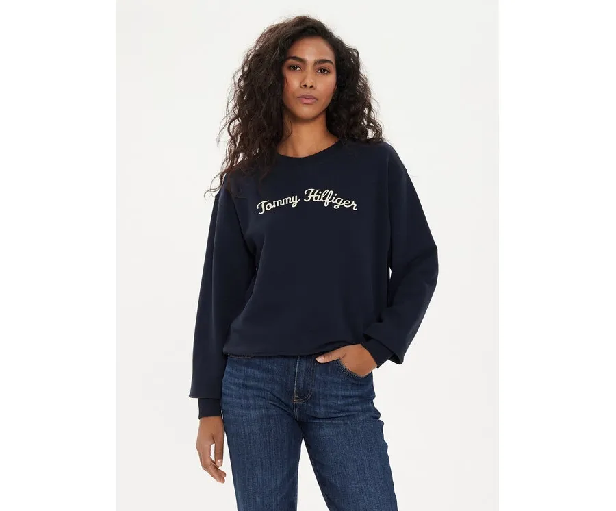 obrazek 1 Tommy Hilfiger Bluza Modern Script WW0WW42615 Granatowy Regular Fit