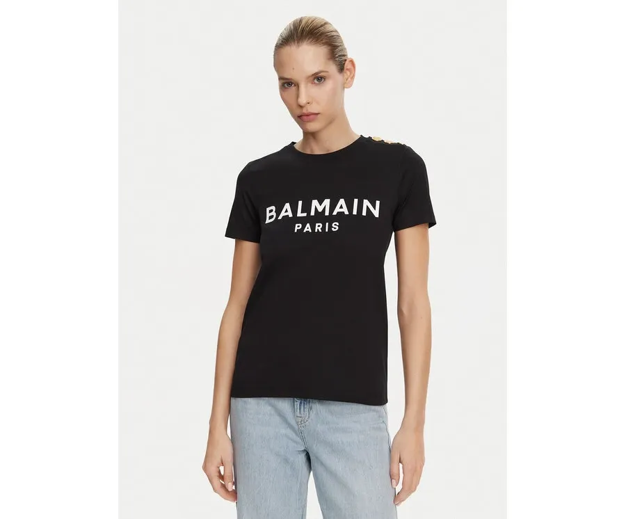obrazek 1 Balmain T-Shirt BF1EF005BB02 Czarny Regular Fit