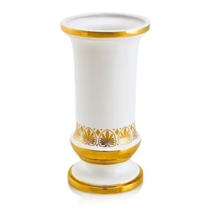Picture Ceramic round vase with gold ornaments - Ahura