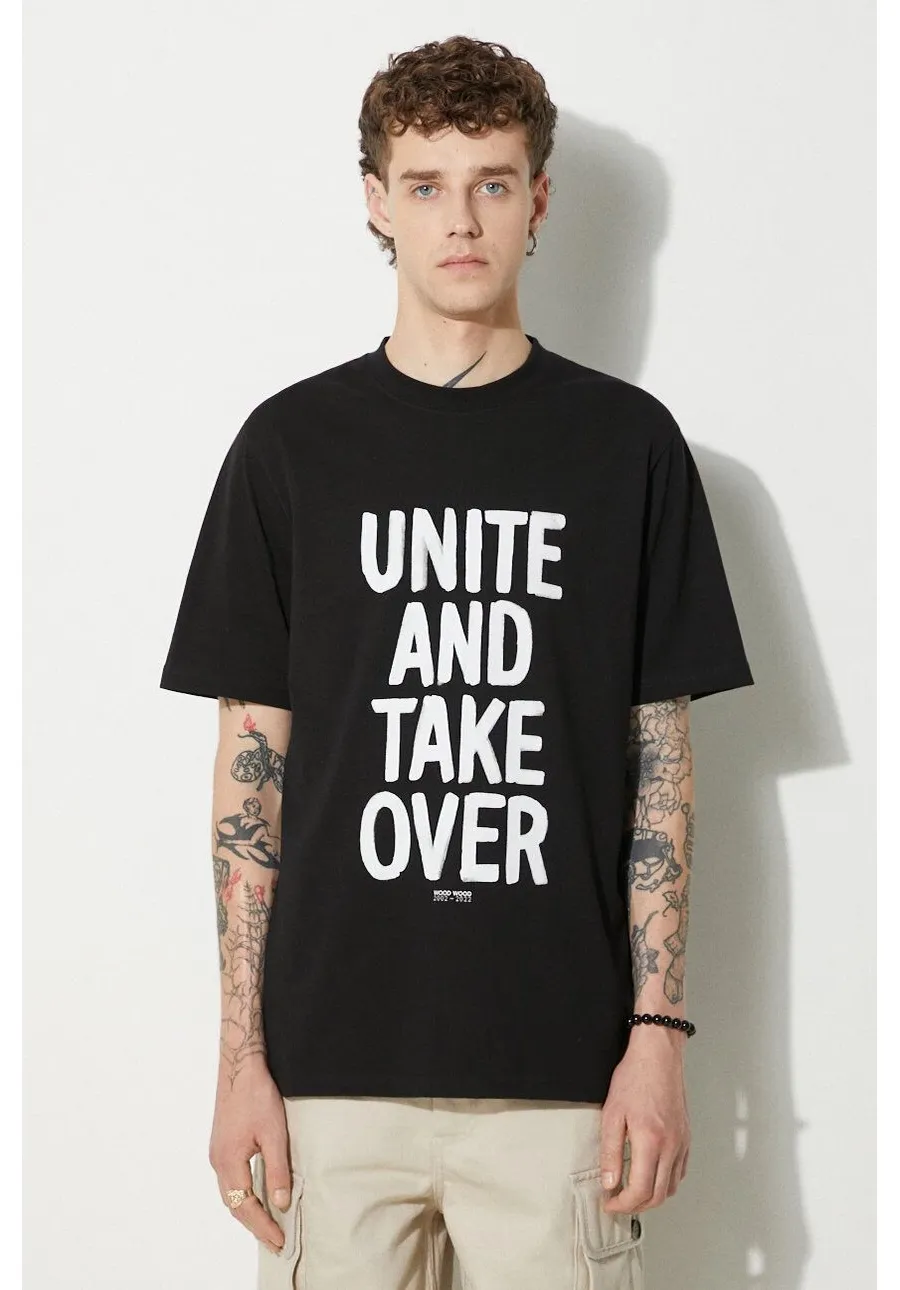obrazek 1 Wood Wood t-shirt bawełniany Bobby Shoplifters kolor biały z nadrukiem 50025711.2489-BLACK