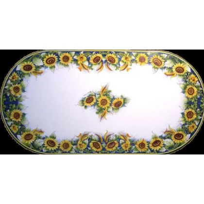 Zdjęcie Wyjątkowy blat z lawy do ogrodu zdobiony motywem słoneczników - Ceramiche Valchida