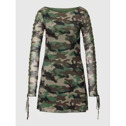 Zdjęcie Sukienka mini z rękawami z siateczki