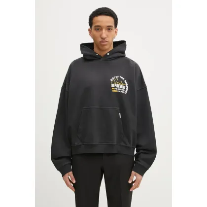 Zdjęcie Represent bluza bawełniana Out Of The Shadows Hoodie męska kolor szary z kapturem z nadrukiem MLM41056.04