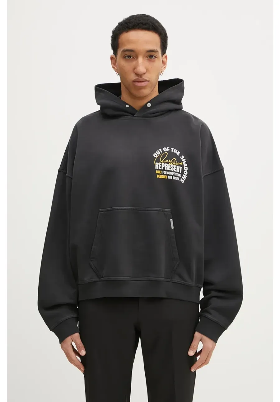 obrazek 1 Represent bluza bawełniana Out Of The Shadows Hoodie męska kolor szary z kapturem z nadrukiem MLM41056.04