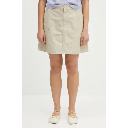 Zdjęcie Carhartt WIP spódnica bawełniana Maeve Double Knee Skirt kolor beżowy mini prosta I034836