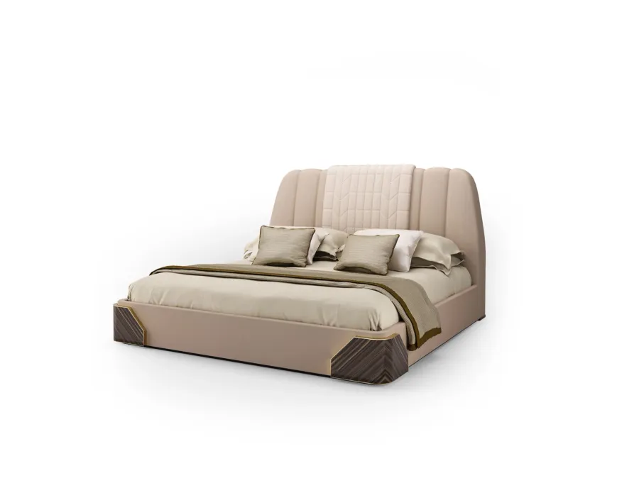 picture 1 Classic Italian prestigious double bed with an upholstered side structure - Bianchini