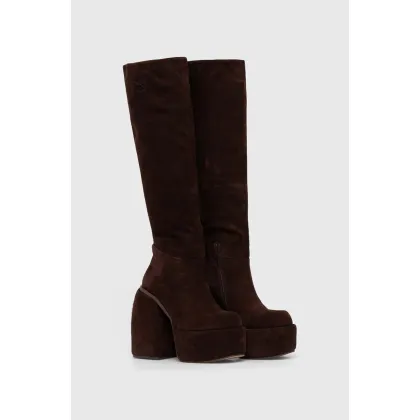 Zdjęcie Naked Wolfe kozaki zamszowe Space damskie kolor brązowy na słupku Space Cow Suede Brown