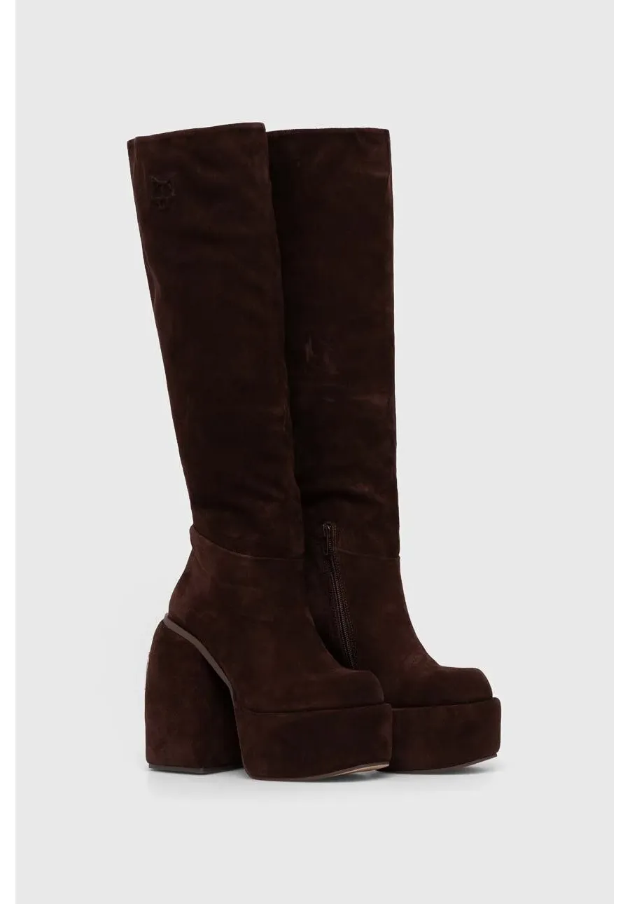 obrazek 1 Naked Wolfe kozaki zamszowe Space damskie kolor brązowy na słupku Space Cow Suede Brown