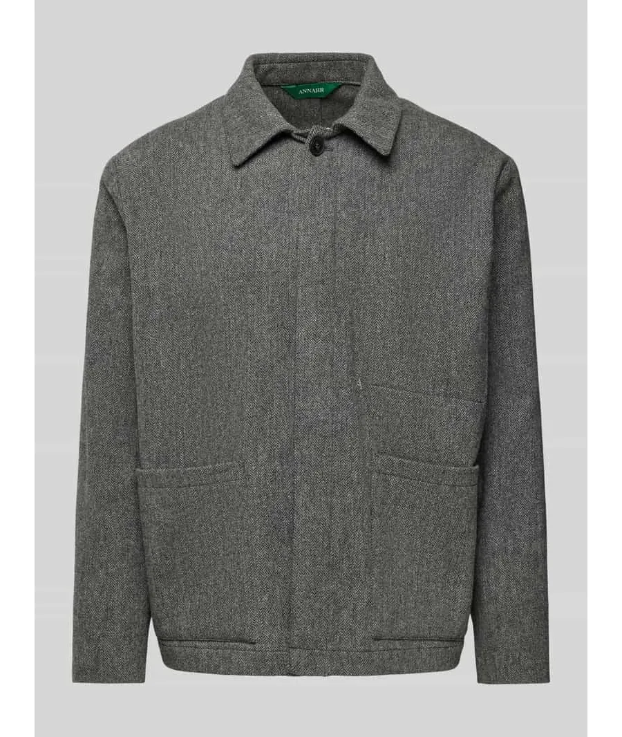 obrazek 1 Kurtka koszulowa z wełny z kołnierzykiem typu kent model ‘HERRINGBONE’