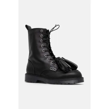 Zdjęcie JW Anderson botki Tassel damskie kolor czarny na płaskim obcasie ANW43001A
