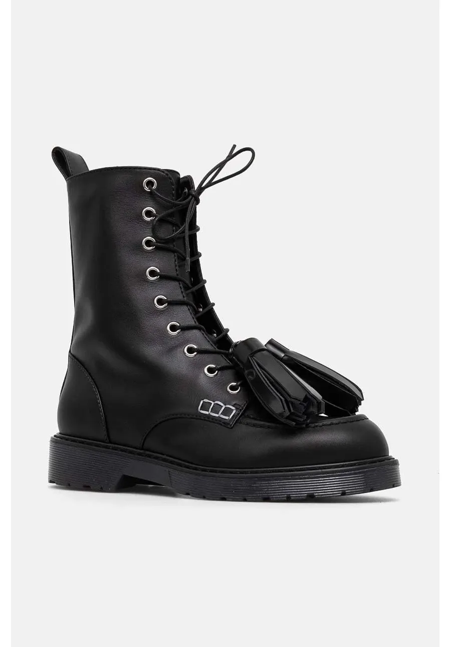 obrazek 1 JW Anderson botki Tassel damskie kolor czarny na płaskim obcasie ANW43001A