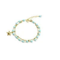 Picture Stylish 18K Gold Plated Silver Turquoise Rosary Bracelet