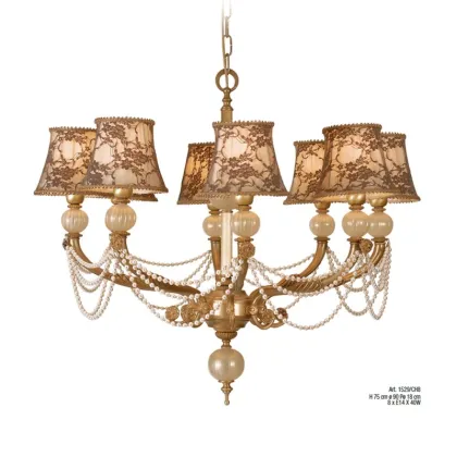 Zdjęcie Luksusowy żyrandol z kulami ze szkła Murano i perłami - Il Paralume Marina