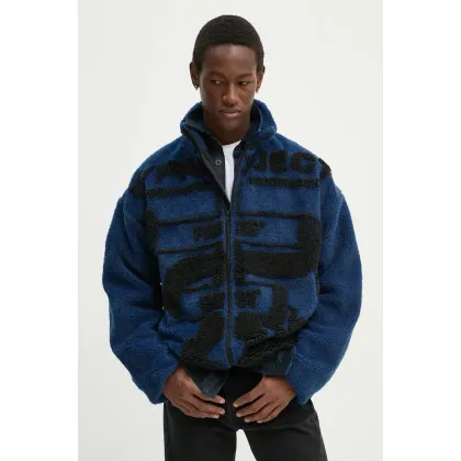 Zdjęcie Y/Project kurtka PARIS' BEST JACQUARD FLEECE JACKET męska kolor granatowy przejściowa oversize 209JA002