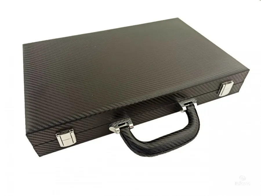 obrazek 3 Stylowy zestaw do gry w Backgammon, Tryktrak - walizka ze sztucznej skóry