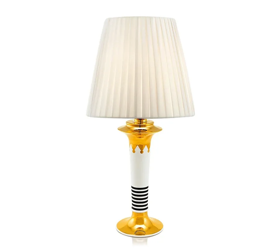 obrazek 1 Biała ceramiczna lampa zdobiona 24k złotem