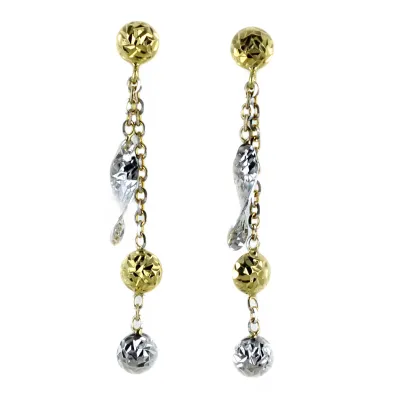 Zdjęcie Kolczyki z fasetowanymi elementami z żółtego i białego złota