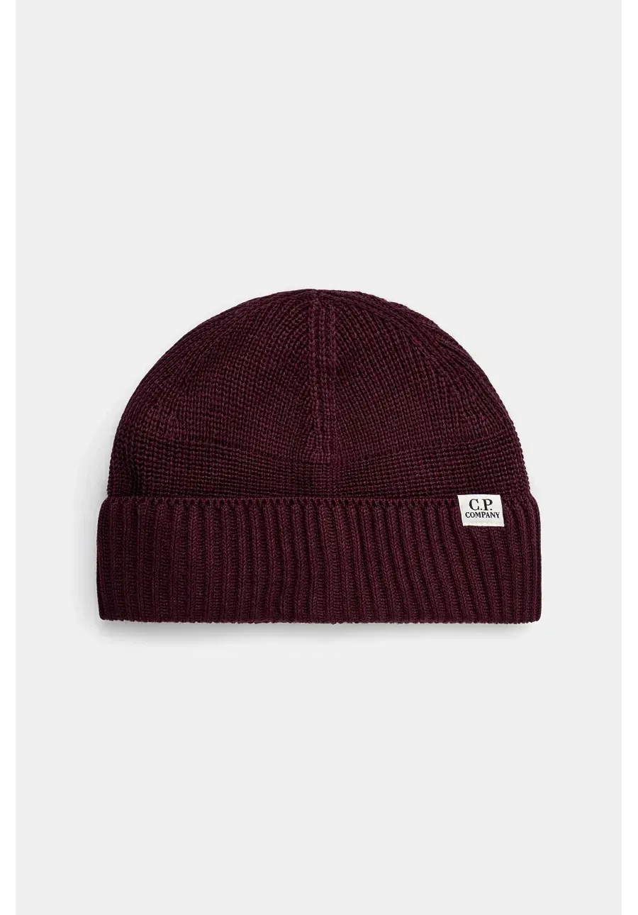 obrazek 1 C.P. Company czapka Knit Cap In Re-Wool kolor fioletowy gładka 17CMAC293A006595A