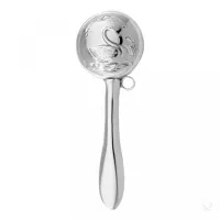 Picture Silver baby rattle decorated with a swan motif - Zaramella Argenti