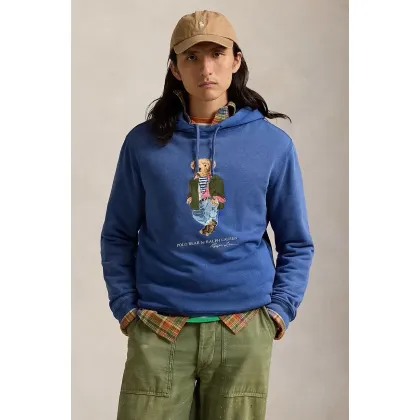 Zdjęcie Polo Ralph Lauren bluza męska kolor niebieski z kapturem z nadrukiem 710958192