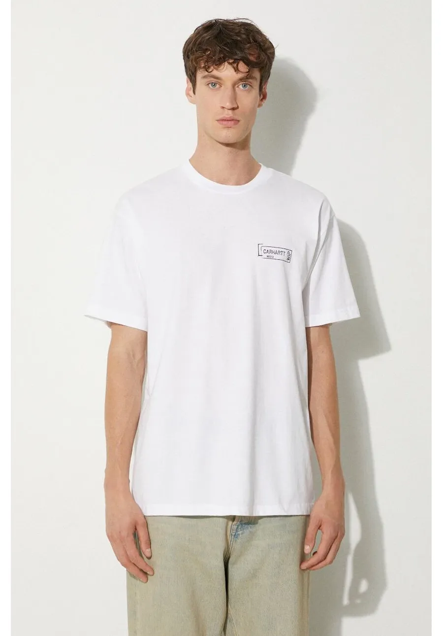 obrazek 1 Carhartt WIP t-shirt bawełniany Stamp męski kolor biały z nadrukiem I033670.00A06