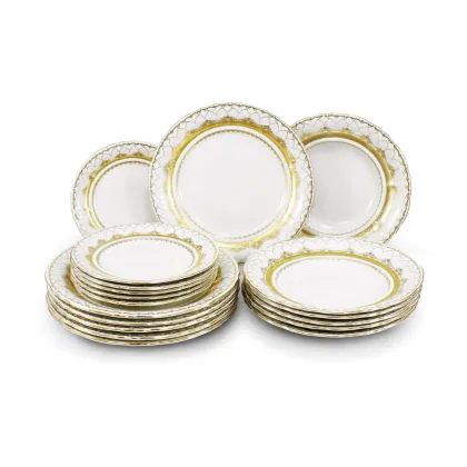 Zdjęcie Piękny stylowy 18-elementowy zestaw talerzy z porcelany z kolekcji Wedding sonata – Leander